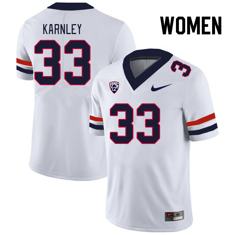 Women #33 Emmanuel Karnley Arizona Wildcats College Football Jerseys Stitched Sale-White - Click Image to Close